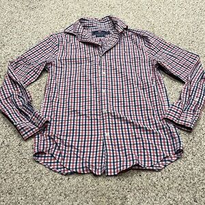 Vineyard Vines Classic Fit Whale Shirt Pink Blue Plaid Sx XS Preppy Casual